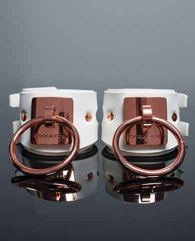 Pleasure Collection Adjustable Handcuffs - White/Rose Gold