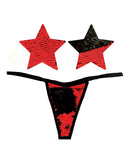 Neva Nude Naughty Knix Sookie Flip Sequin G-String & Pasties - Red/Black O/S