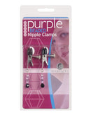 Adjustable Broad Tip Nipple Clamps w/Purple Beads, Bondage Blindfolds & Restraints,- www.gspotzone.com