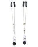Adjustable Tweezer Nipple Clamps w/Purple Beads, Bondage Blindfolds & Restraints,- www.gspotzone.com