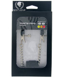 Adjustable Broad Tip Nipple Clamps w/Link Chain, Bondage Blindfolds & Restraints,- www.gspotzone.com