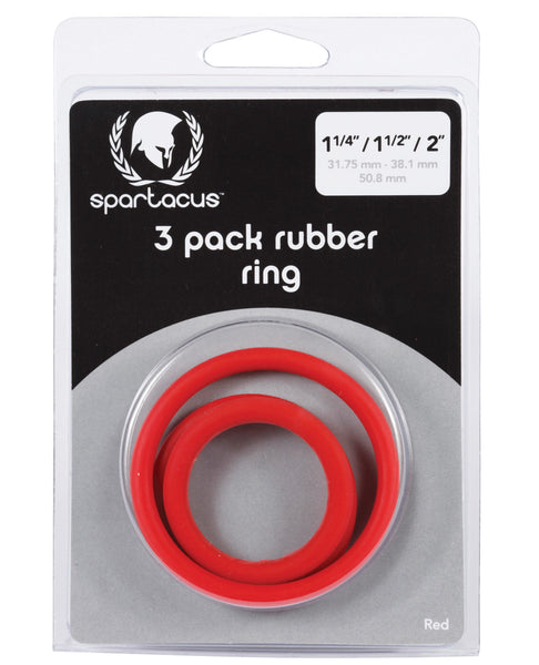 Rubber Cock Ring Set - Red Pack of 3
