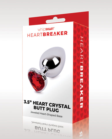 WhipSmart Heartbreaker 3.5" Heart Crystal Butt Plug - Red