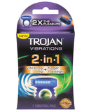 Trojan 2 in 1 Vibrating Ring w/Finger Massager