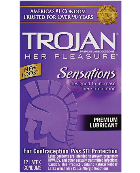 Trojan Her Pleasure Lubricated Condoms - Box of 12