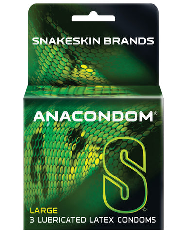 Snakeskin Anacondom Large Lubricated Condoms - Box of 3