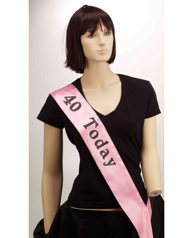40 Today Sash - Pink, Bachelorette & Party Supplies,- www.gspotzone.com