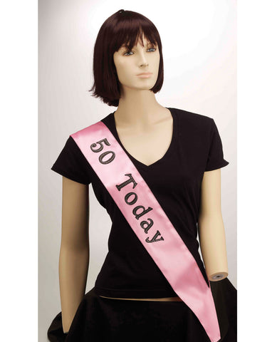 50 Today Sash - Pink, Bachelorette & Party Supplies,- www.gspotzone.com