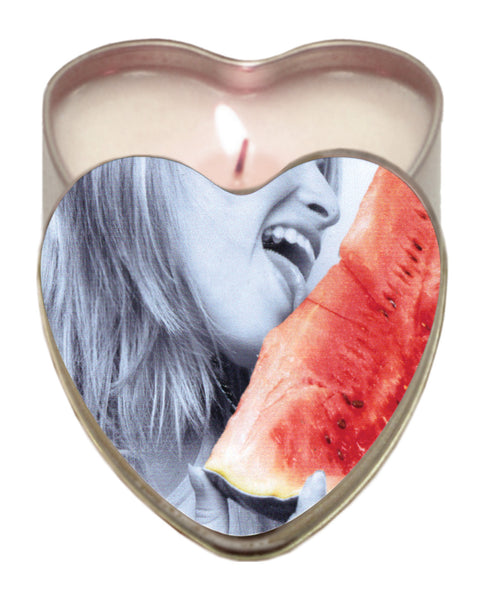 Earthly Body Suntouched Hemp Edible Candle - 4.7 oz Heart Tin Watermelon