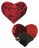 Pastease Double Sequin Hearts - Red/Black O/S