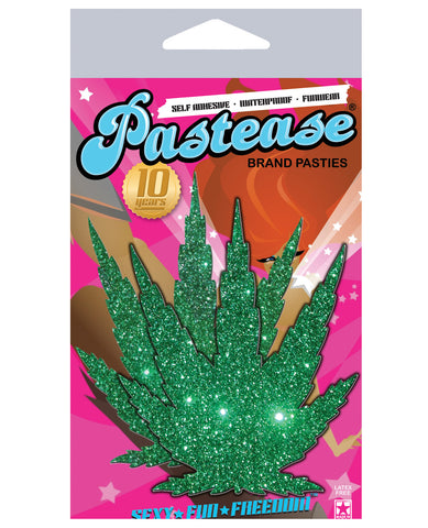 Pastease Green Glitter Marijuana Leaf O/S
