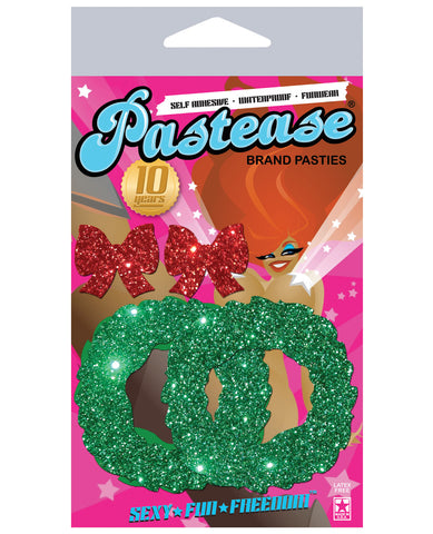 Pastease Glitter Wreath w/Red Bow Nipple Covers