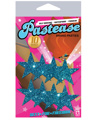 Pastease Mini Glitter Stars - Turquoise - Pack of 8