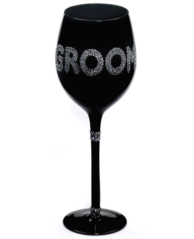 Groom Wine Glass - Black