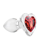 Adam & Eve Red Heart Gem Glass Plug - Small
