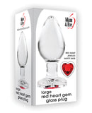Adam & Eve Red Heart Gem Glass Plug - Large