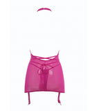 Allure Savannah Sheer Mesh Garter Dress & Open Thong Hot Pink S/M