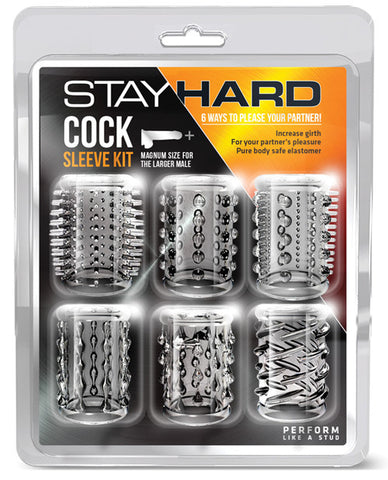 Blush Stay Hard Cock Sleeve Kit - Clear Box of 6 - www.gspotzone.com