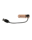 First Class Mini Rechargeable Bullet w/Crystal - 9 Functions Rose Gold