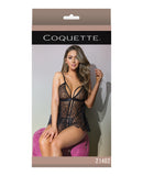 Classic Fine Lace Sheer Triangle Cup Babydoll & G-String Black O/S