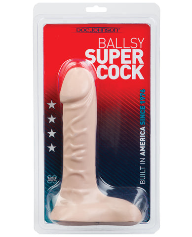 9" Ballsy Super Cock - White, Dongs & Dildos,- www.gspotzone.com