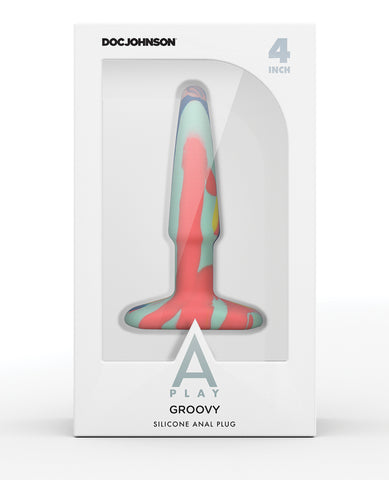 A Play 4" Goovy Silicone Anal Plug - Multicolor/Yellow