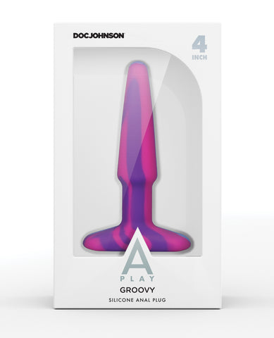 A Play 4" Goovy Silicone Anal Plug - Multicolor/Pink