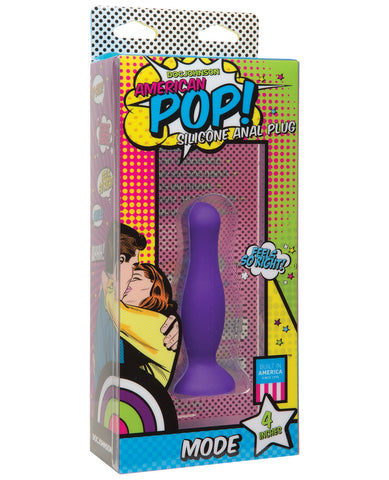 American Pop Mode 4" Silicone Anal Plug - Purple, Anal Products,- www.gspotzone.com