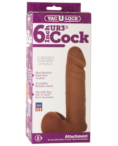 Vac-U-Lock 6" Ultraskyn Cock Attachment - Brown