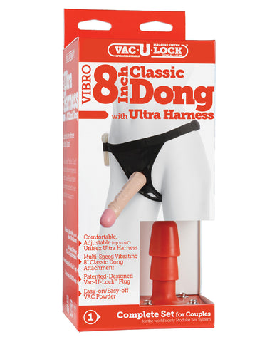 Ultra Harness 2 Set 5 w/8" Vibrating Dong & Powder