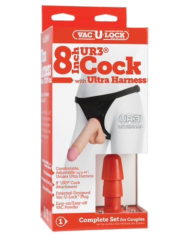 Ultra Harness 2 w/8" Ultraskyn Cock - White