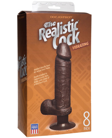 Vibrating 8" Realistic Cock - Black