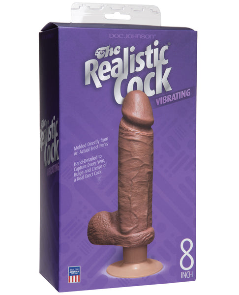 Vibrating 8" Realistic Cock - Brown