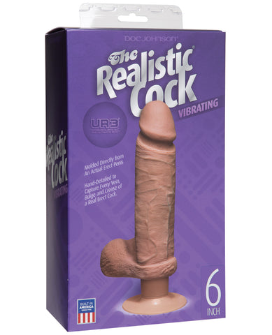 Vibrating Realistic 6" Ultraskyn Cock - Brown