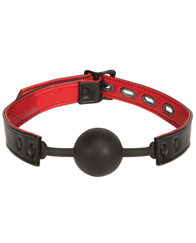 Kink Leather & Silicone Ball Gag - Black/Red