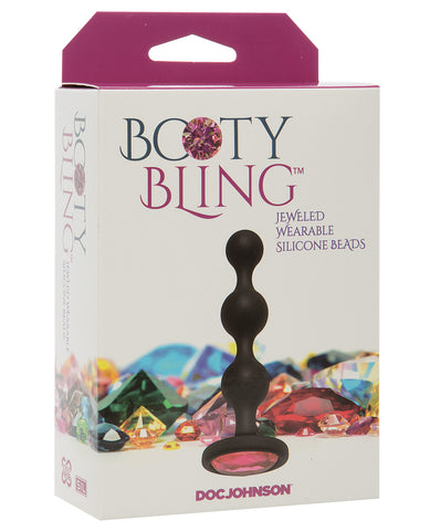 Booty Bling Wearable Silicone Beads - Black w/Pink Jewel