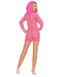 Vivace Hooded Mini Dress w/Sleeves Neon Pink O/S