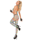 Vivace Bra Top, Booty Shorts & Thigh Highs in Geometric Print Multi Color O/S
