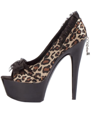 Ellie shoes jezebel 6" steletto w/2" platform satin & lace leopard