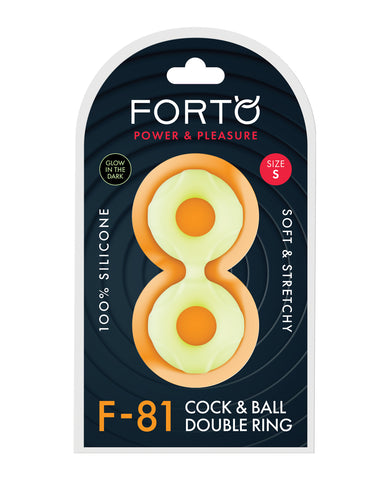 Forto F-81 44mm Double Ring Liquid Silicone Cock Ring - Glow in the Dark