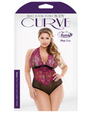 Curve Sherry Two Tone Lace Halter Teddy Black/Pink 1X/2X