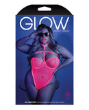 Glow Black Light Harness Mesh Body Suit Neon Pink QN