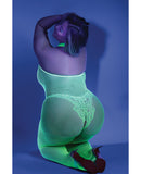 Glow Black Light Crotchless Bodystocking Neon Green QN
