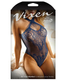 Vixen All I Ever Wanted Strappy Stretch Lace Teddy Navy XL