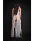 Lace Night Gown w/High Waist Strappy Panty White O/S