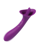 Adele Clit Licking Tongue Vibrator w/ G Spot Stimulator - Purple