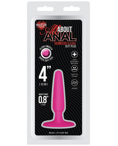 Hustler Toys All About Anal 4" Seamless Silicone Butt Plug - Hot Pink