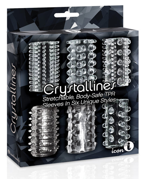 The 9's Crystalline TPR Cock Sleeves Pack - Clear Pack of 6