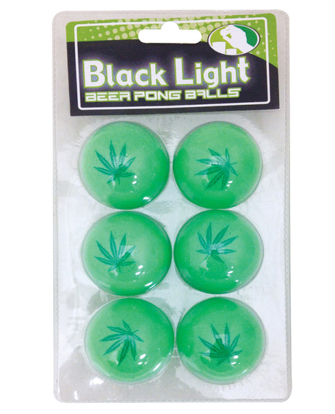Pot Leaf Beer Pong Balls - Black Light Pack of 6