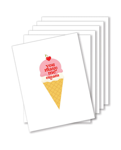 You Make Me Cream Naughty Greeting Card - Pack Of 6
